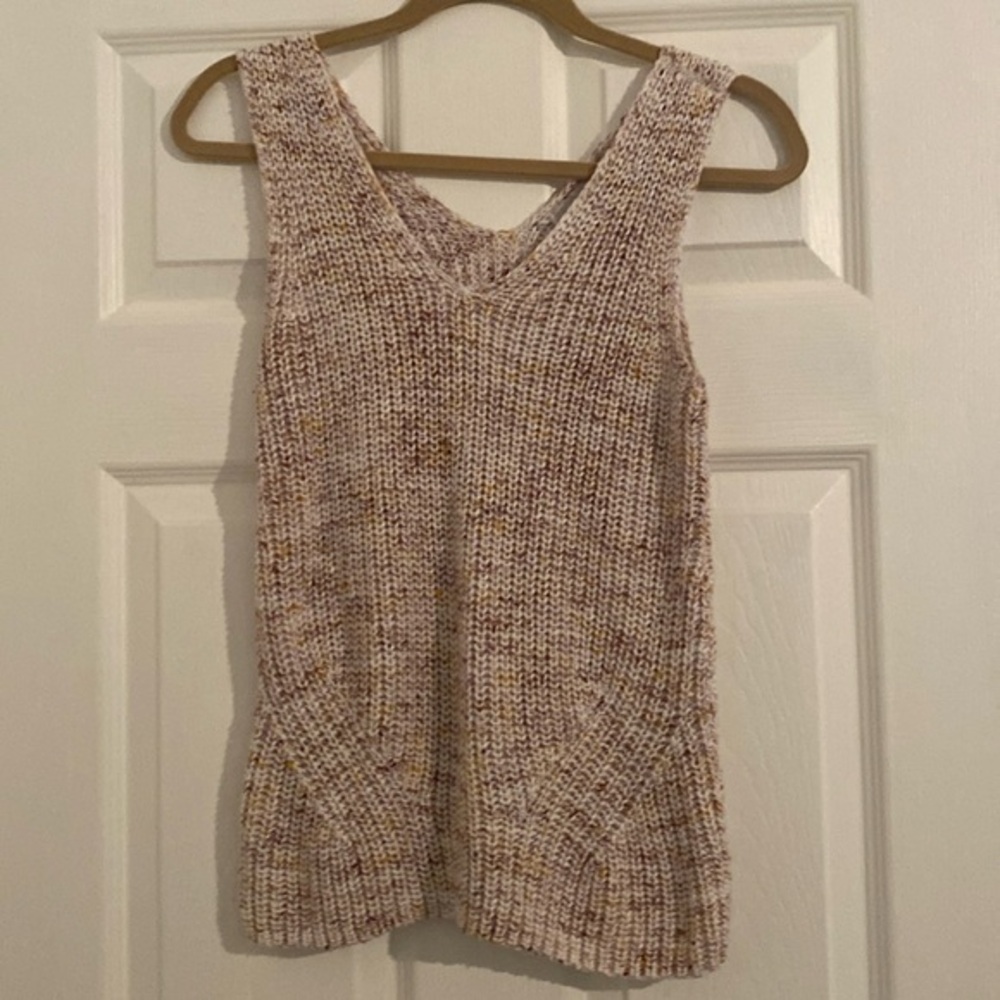 Loft Double V-Neck Cable sleeveless Sweater